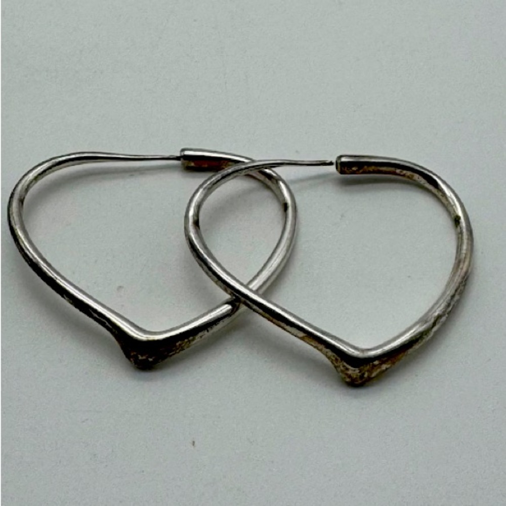 RARE EARLY 1970s ELSA PERETTI FOR HALSTON OPEN HEART HOOP EARRINGS PRE-TIFFANYS